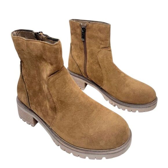 Seven7 Booties Women’s Size 6 Tan Bestie Zip Up Block Heel Round Toe NEW - Picture 1 of 10